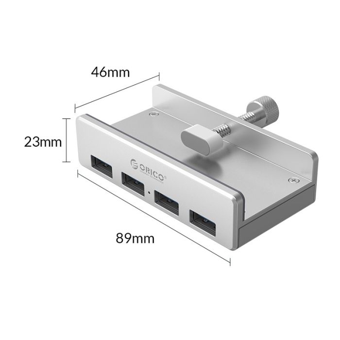 Orico MH4PU-P 4x USB 3.0, Güç Girişli, Alüminyum, Masa ve Monitör Ayarlı, Kolay Kullanım USB HUB - Gümüş