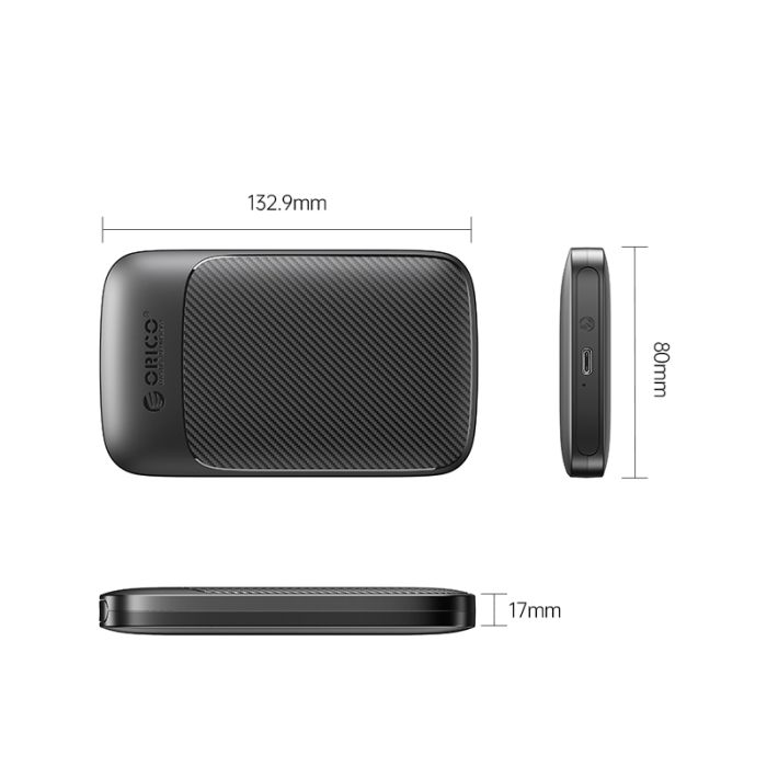 Orico 2020C3-V1 USB-A to Type-C, 2.5" HDD Uyumlu, Max.6TB Destekli, Tak Çalıştır, 6Gbps,Siyah Disk Kutusu