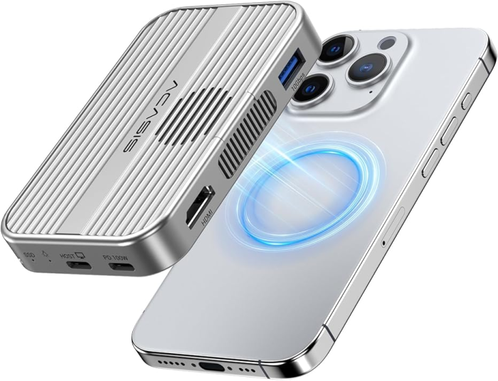 Acasis EC1401 - 6 in 1 iPhone 15/16 Serisi Uyumlu, 4K@60Hz HDMI, 2230/2280 M.2 SSD Uyumlu, Manyetik Magsafe Özellikli, Alüminyum + Kompakt, 10Gbps Type-C Disk Kutusu (EC-1401)