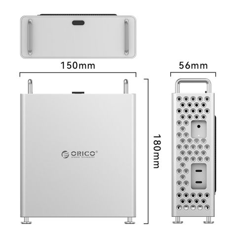 Orico MS10 MiniPro Mac Mini M4 Uyumlu Alüminyum Gümüş Koruyucu Kasa