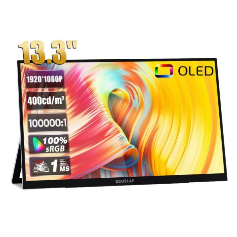 Zeuslap OL133ED 13.3" 1920*1080@60Hz Full HD OLED Type-C 100000:1 Kontrast 400Cd/m² Yansıma Önleyici Dokunmatik Ekranlı Taşınabilir Monitör (ZL-OL133ED)