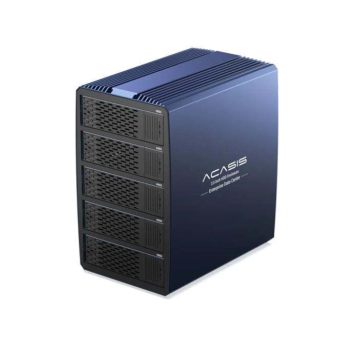 Acasis 5 Yuvalı 2.5/3.5" HDD RAID Kutusu - 24TB'a Kadar Destek, 8 RAID Modu, Güvenlik Kilidi, Turbo Fan, 96W Güç Kaynağı (AC-EC7355)