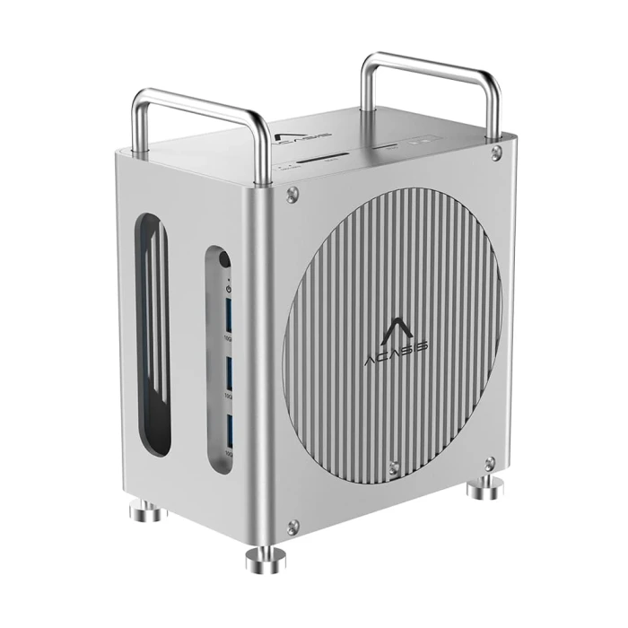 Acasis 8 in 1 Mac Mini M4 Workstation Thunderbolt 4, 2x Nvme SSD, 3x USB 3.2, SD/TF Card, 2x DP 4K, Güç Düğmesi, 30W PD, Type-C, Dock & SSD Kutusu (TB1201)