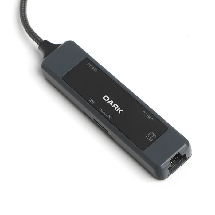 Dark USB-C&A to 5 Port USB 2.0&3.0 MB Ethernet HUB (DK-AC-USB350L)