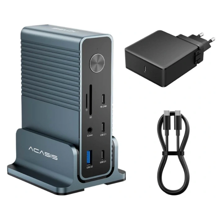 Acasis DS7A15 - 15 in 1 Thunderbolt 4, 10Gbps, 4K@60Hz, 2x HDMI, 1x DP, Gigabit Ethernet, PD 100W, Windows/MAC Uyumlu,Type-C Docking Station (DS7A15)