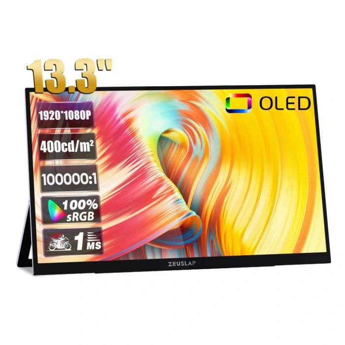 Zeuslap OL133ED 13.3" 1920*1080@60Hz Full HD OLED Type-C 100000:1 Kontrast 400Cd/m² Yansıma Önleyici Dokunmatik Ekranlı Taşınabilir Monitör (ZL-OL133ED)