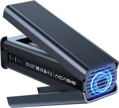 Acasis 10Gbps 2xM.2 NVMe SSD, 2x8TB M.2 Destekli, Fanlı Soğutma, Offline Clone İstasyonu