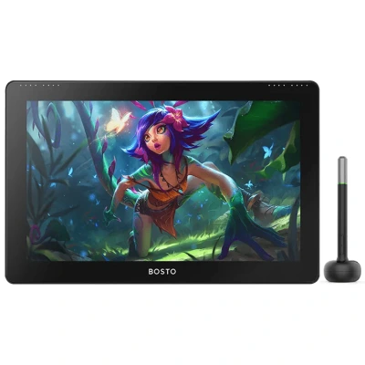 BOSTO BT-16HD 15.6" 1920x1080 Full HD IPS Panel LCD Grafik Tablet - 45cm x 27cm, 8 Adet Kısayol Tuşlu, 16384 Kademe Basınç Hassasiyetli, 120% sRGB, 5080LPI Çözünürlük, 75% Adobe RGB