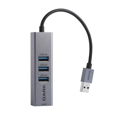 Dark 10/100/1000 Gigabit Ethernet + 3 Port USB3.0 Hub Çoklayıcı Dönüştürücü (DK-AC-USB332GL)