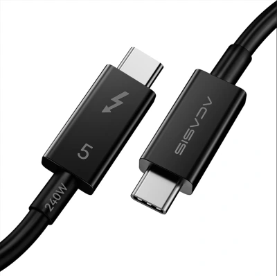 Acasis 1 Metre Thunderbolt 5 80Gbps 8K@60Hz 120Gbps Video Bant Genişliği, PD 240W, Intel Sertifika, Alüminyum Konnektör, Type-C Kablo