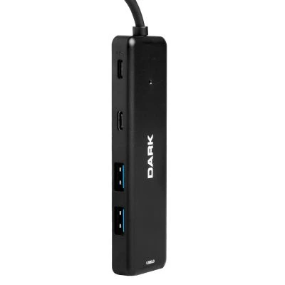 Dark  Çoklayıcı HUB X5C USB3.2 Gen 1 Type-A to 3 Port USB-A & 1 Port Type-C 2.0 / 1X Type-C Şarj (DK-AC-USB347)
