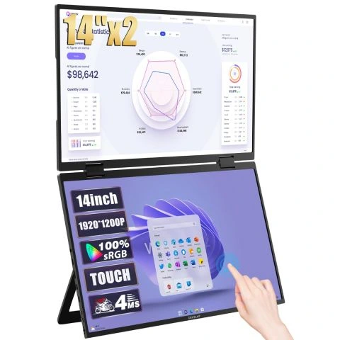 Zeuslap Z14W 2x14" Çift Ekran 1920*1200@60Hz Full HD ADS-IPS Panel Type-C 100% sRGB 400Cd/m² Dokunmatik, Taşınabilir Monitör (ZL-Z14W)
