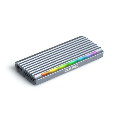 Dark USB 3.2 Gen2 Type C - M.2 NVMe & SATA SSD RGB Led'li Disk Kutusu (DK-AC-DSEM5)