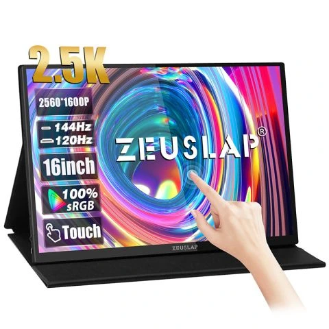 Zeuslap P16KT 16" 2560*1600@144Hz 2K ADS-IPS Panel Type-C 100% sRGB 500Cd/m² Dokunmatik, Taşınabilir Monitör (ZL-P16KT)